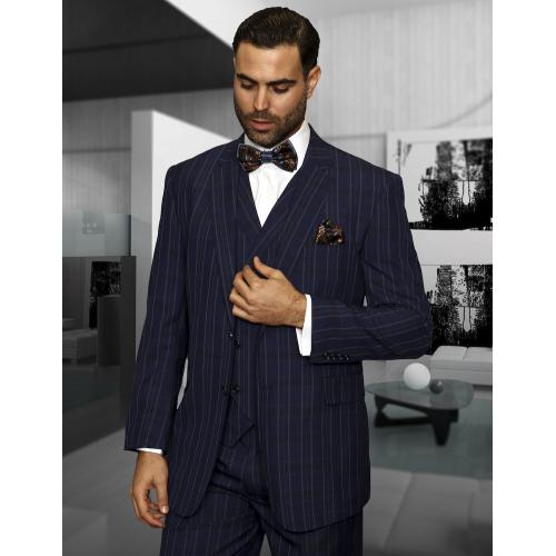 Statement Confidence Indigo Blue / Wine / Sky Blue / Black / Brown Multi Windowpanes Super 150's Wool Vested Suit TZ-923